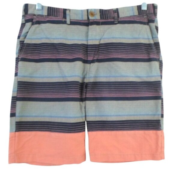 Scotch & Soda Mens 32 Shorts Striped Chino Navy Blue Gray - Picture 1 of 7